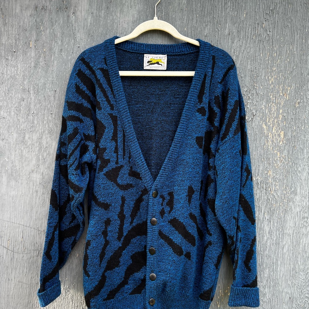 Le Tigre Blue and Black Cardigan Sweater